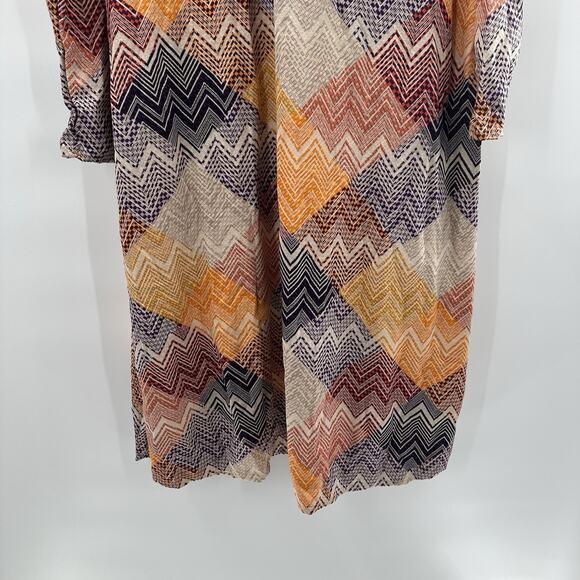 Lularoe Sarah Duster Sweater Womens Medium Multicolor Open Woven Geometric - Picture 6 of 13